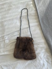 Russian Real Fur drawstring clutch  Bag With Hand Warmer Mink 