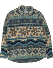 CAMPAGNOLO Mens Fleece Jacket UK 40 Large Blue Fair Isle Polyester AO05