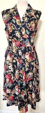 Ladies 1950s 40s Black Floral Style Dress Rockabilly Rock n Roll 40s reenactment