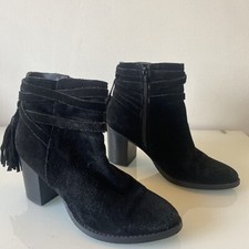 Faith Black Suede Tassled Ankle Boots Size 5