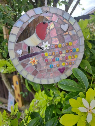 Handmade stained glass robin - handmade,
