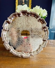 Vintage Cavalier Silver Plated Tray Madein England Ornate Engraved Serving Plate