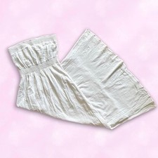 Jane Norman White Cotton Strapless Maxi Dress Summer Beach Y2k Fit M