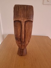 Wood Carved Face Statue Wooden