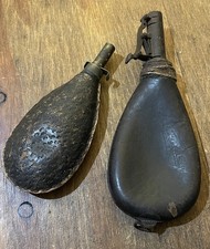 TWO ANTIQUE POWDER SHOT FLASKS