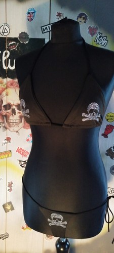 Skull bikini black diamante - bikini,