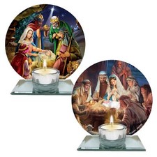 Glass Christmas Nativity Tea