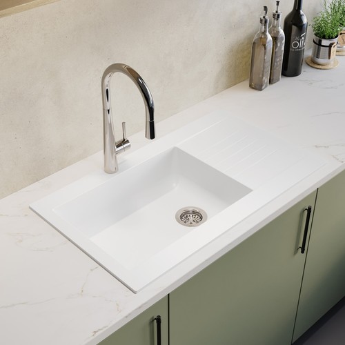 Single bowl inset white - single,