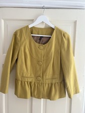 Ladies Top shop Mustard Smart Blazer Bow Back Size 12 Buttons Lined