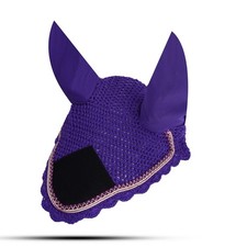 Gallop Shop Gold Trim Horse Riding Fly Veil / Ear Bonnet / Flower Fly Veil