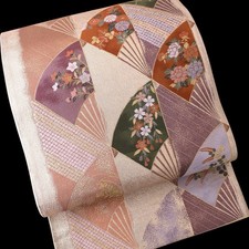 Obi only/ Unused Japanese Kimono Silk Formal FUKURO OBI Sash Belt Gold thread