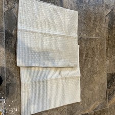 M&S Cushion Covers, velvety soft cream front,  beige linen back, pair 17”