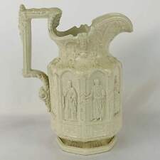 Antique c1842 Charles Meigh Gothic Apostle Jug, Moulded Stoneware Pitcher 23cm
