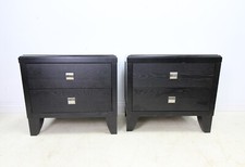 Pair of Black Ash Veneered Bedside Cabinets