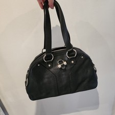 Yves Saint Laurent YSL Muse Tote Bag Black Leather Authentic With Silver 