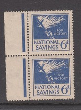 6d National Savings, For Victory, marginal mint pair