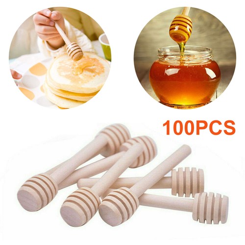 100pcs honey wooden dipper - honey,