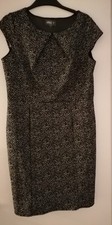 Apricot Women's Large Black/Beige Pattern Dress Capped Sleeve Stretchy Material