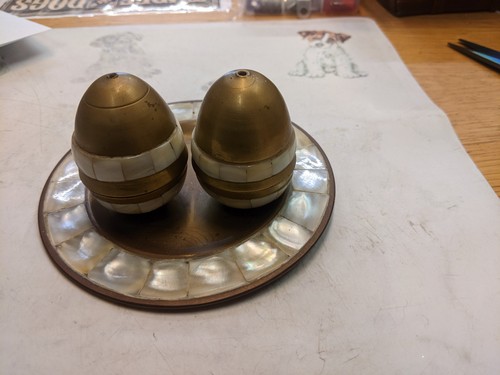 Vintage brass pillbox with - vintage,
