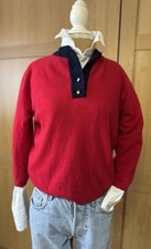 Vintage Ballantyne 100% Cashmere Jumper Red Scotland 50’s/60’s S/M 