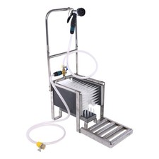 Boot Wash Station – Stainless Steel, 3 Brushes, Hose & Grate Cleaner