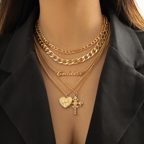 Gold chain necklace punk big - punk,