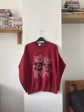 Vintage 80s Teddy Bear Sweatshirt Red Size M Made In UK
