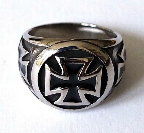 Men maltese iron cross ring - cross,
