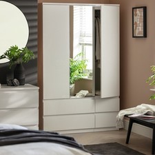 Jenson 3 Door Mirror Wardrobe - Matte White