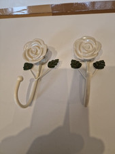 Ceramic Rose Decorative Coat Hooks X2 (I)