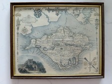Vintage map of the Isle of Wight and Solent framed