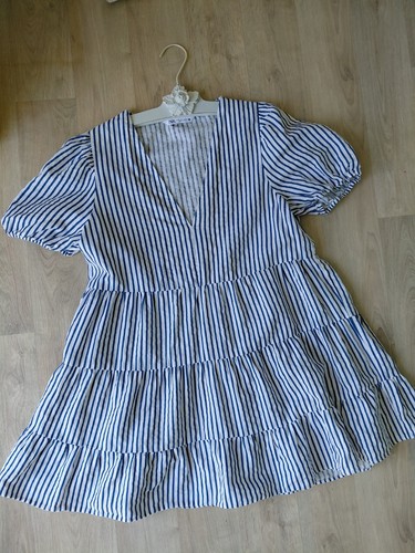 Zara blue white stripe tiered - blue/white,