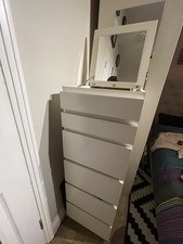 IKEA Malm Tall Boy Chest of Drawers Mirror White