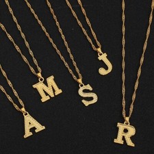 Gold Alphabet Letter Initial Friendship Bridesmaid Ladies Gift Chain Necklace