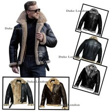 Men’s B3 Raf Sheep Skin Leather Jacket Aviator Flying Bomber Pilot Coat Original