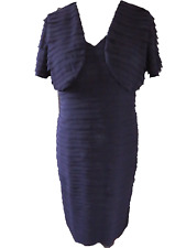 "JACQUES VERT" 14 MULBERRY TIERED STRAIGHT DRESS & BOLERO JACKET G.C.