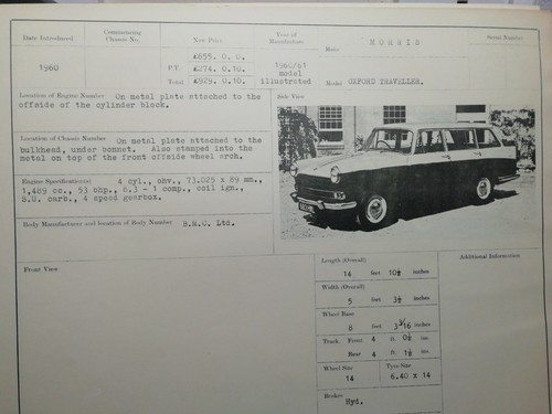 Morris oxford traveller 1960 - traveller,