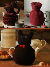 Knitting pattern copy 2049.  Tea cosies, 3 designs- cat, teddy & pig.  DK
