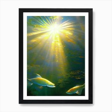 Tancho Koi Fish Monet Style Classic Framed Wall Art Poster Canvas Print Picture