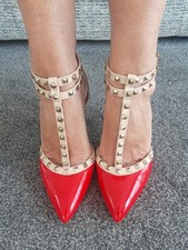 Ladies red beige studded - ladies, /beige
