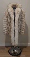 Fox Fur Coat From Norway Brightener Added Blue Fox Size 12 L Excellent (B3-CL)