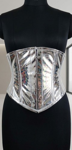Metallic silver underbust - silver,