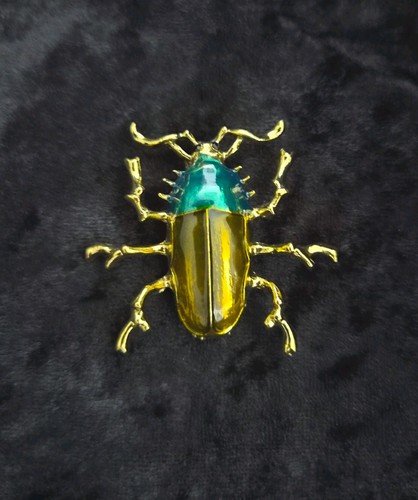 Gold tone beetle - tone, rhinestone
