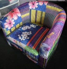 Brand New B&Q Tub Chair Armchair Club Chair Patchwork Fabric Pattern Solid Soft