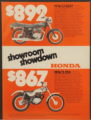 1976 honda cj360t tl250 - honda,