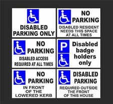 DISABLED NO PARKING A5 signs