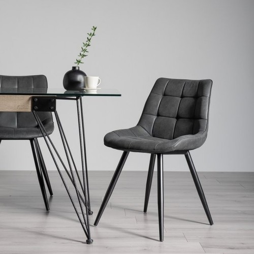 Seurat black faux suede chairs - black,