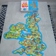 Vintage Waddington's Shaped Jig Map Jigsaw Puzzle Britain British Isles