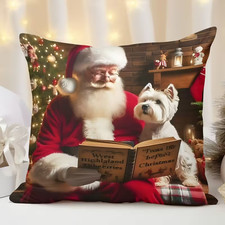 Super Soft Santa & Westie Cushion Cover X 2  (45cm x 45CM) 