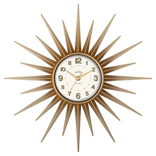Gold starburst wall clock 43cm - wall,